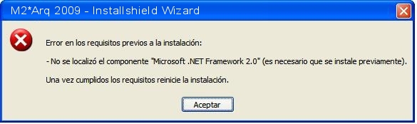 Error del instalador sin .NET Framework
